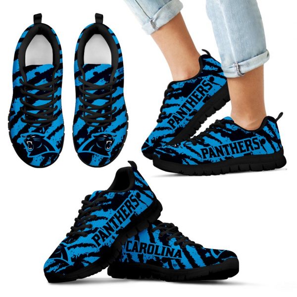 Stripes Pattern Print Carolina Panthers Sneakers V3