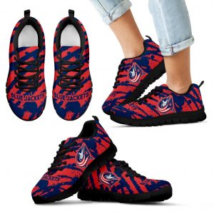 Stripes Pattern Print Columbus Blue Jackets Sneakers