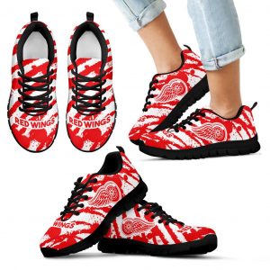 Stripes Pattern Print Detroit Red Wings Sneakers