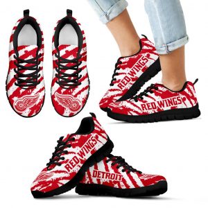 Stripes Pattern Print Detroit Red Wings Sneakers V3