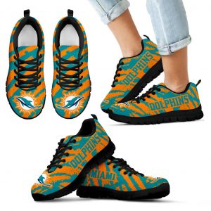 Stripes Pattern Print Miami Dolphins Sneakers V3