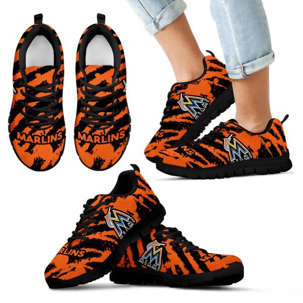 Stripes Pattern Print Miami Marlins Sneakers