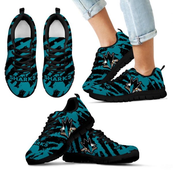 Stripes Pattern Print San Jose Sharks Sneakers