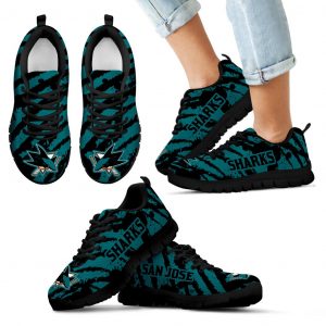 Stripes Pattern Print San Jose Sharks Sneakers V3