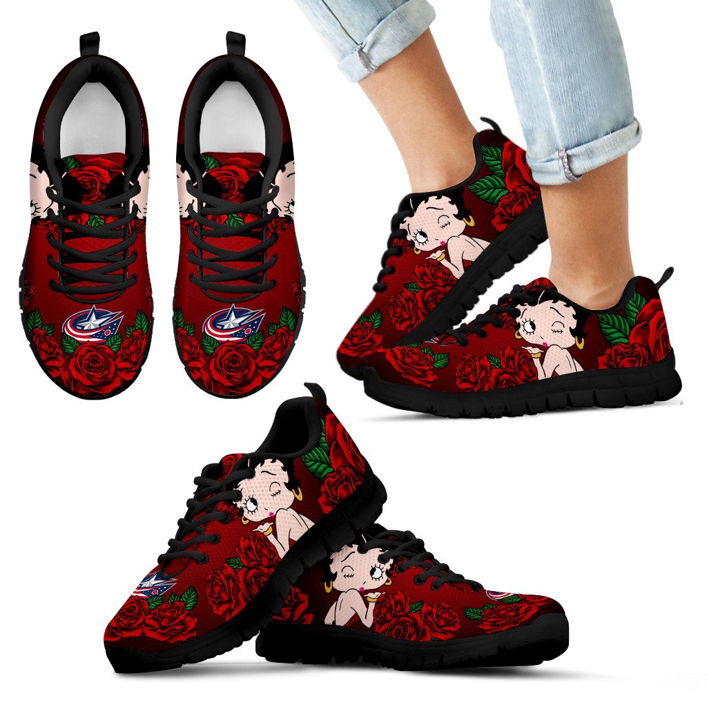 Sweet Rose With Betty Boobs For Columbus Blue Jackets Sneakers Sweet Rose With Betty Boobs For Columbus Blue Jackets Sneakers