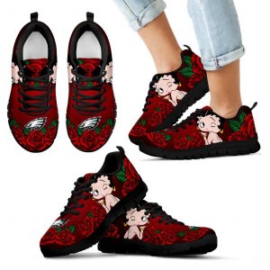 Sweet Rose With Betty Boobs For Philadelphia Eagles Sneakers