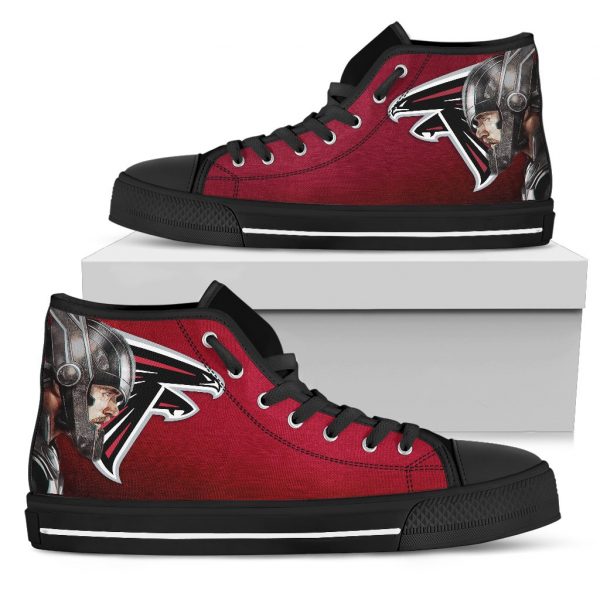 Thor Head Beside Atlanta Falcons High Top Shoes