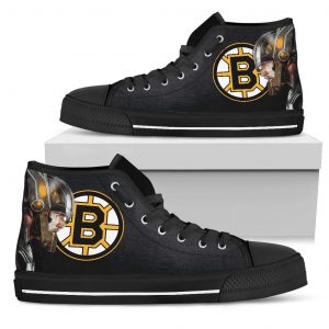 Thor Head Beside Boston Bruins High Top Shoes