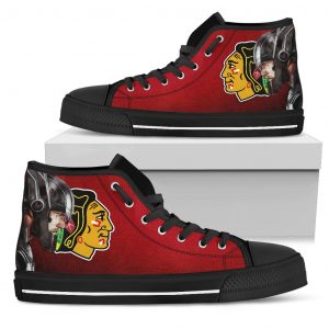 Thor Head Beside Chicago Blackhawks High Top Shoes