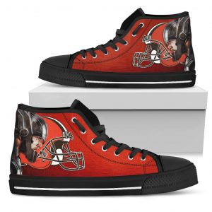Thor Head Beside Cleveland Browns High Top Shoes