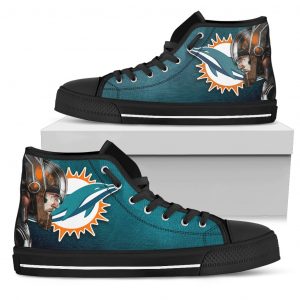 Thor Head Beside Miami Dolphins High Top Shoes