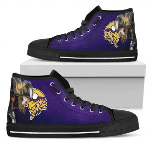 Thor Head Beside Minnesota Vikings High Top Shoes