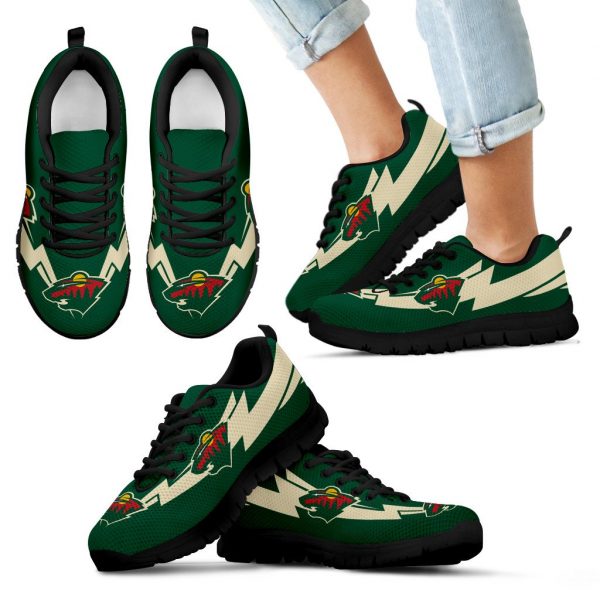 Three Amazing Good Line Charming Logo Minnesota Wild Sneakers