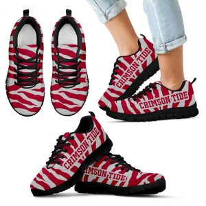 Tiger Skin Stripes Pattern Print Alabama Crimson Tide Sneakers