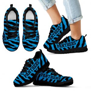 Tiger Skin Stripes Pattern Print Carolina Panthers Sneakers