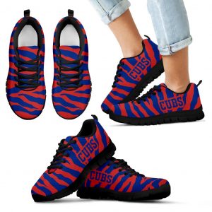 Tiger Skin Stripes Pattern Print Chicago Cubs Sneakers