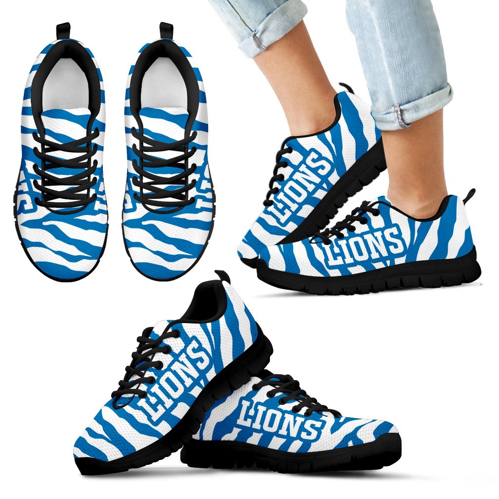 Tiger Skin Stripes Pattern Print Detroit Lions Sneakers Tiger Skin Stripes Pattern Print Detroit Lions Sneakers