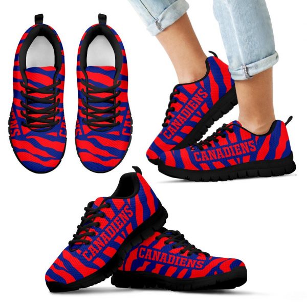 Tiger Skin Stripes Pattern Print Montreal Canadiens Sneakers