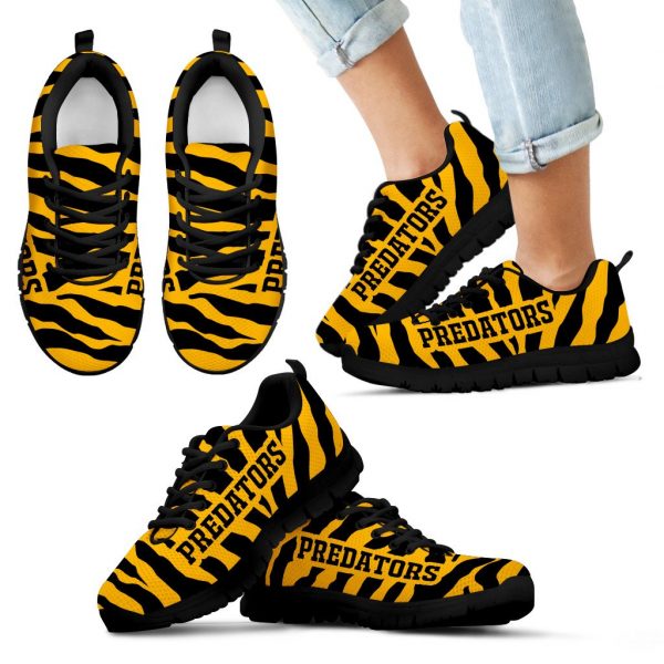 Tiger Skin Stripes Pattern Print Nashville Predators Sneakers
