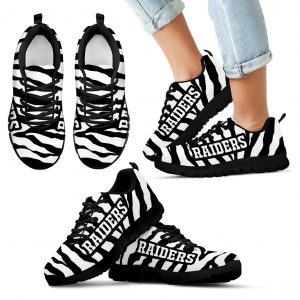 Tiger Skin Stripes Pattern Print Oakland Raiders Sneakers