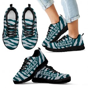 Tiger Skin Stripes Pattern Print Philadelphia Eagles Sneakers