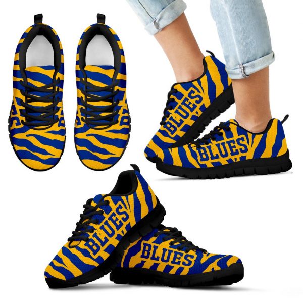 Tiger Skin Stripes Pattern Print St. Louis Blues Sneakers