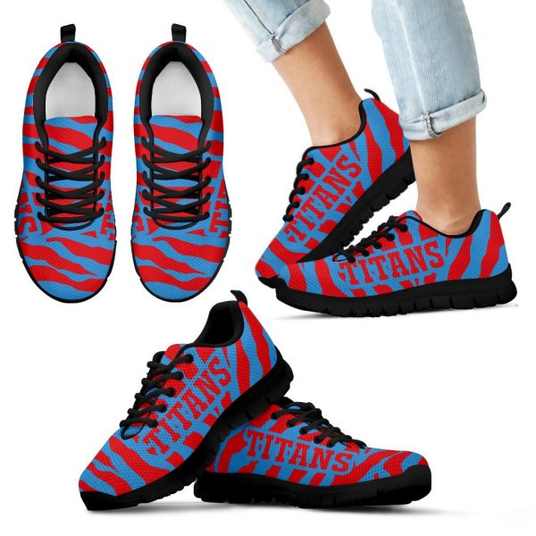 Tiger Skin Stripes Pattern Print Tennessee Titans Sneakers