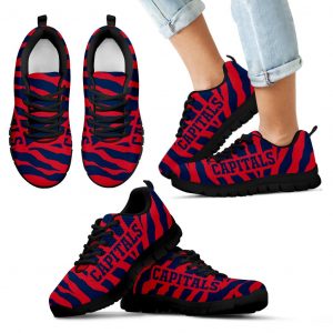 Tiger Skin Stripes Pattern Print Washington Capitals Sneakers