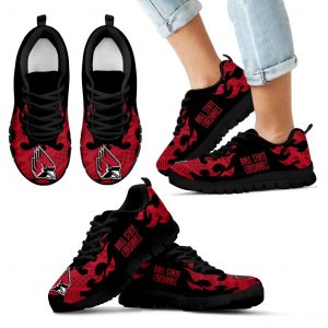 Tribal Flames Pattern Ball State Cardinals Sneakers