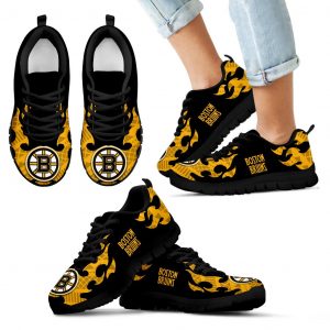 Tribal Flames Pattern Boston Bruins Sneakers