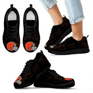 Tribal Flames Pattern Cleveland Browns Sneakers