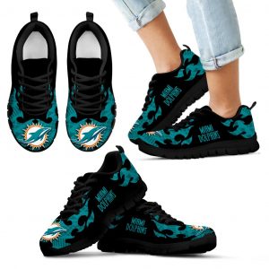 Tribal Flames Pattern Miami Dolphins Sneakers