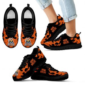 Tribal Flames Pattern Miami Marlins Sneakers