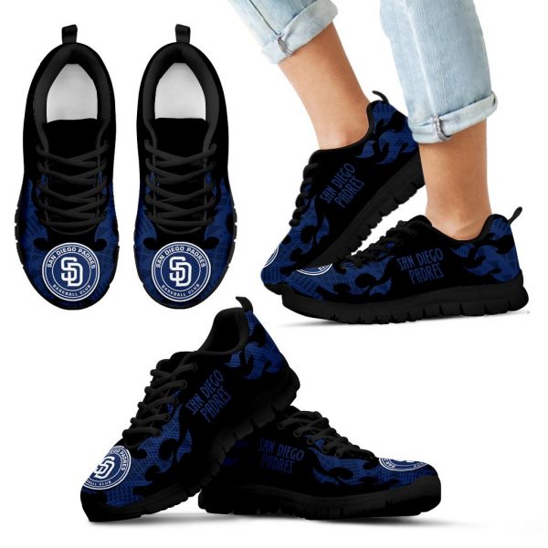 Tribal Flames Pattern San Diego Padres Sneakers