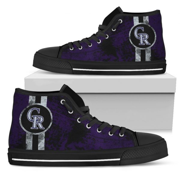 Triple Stripe Bar Dynamic Colorado Rockies High Top Shoes V1