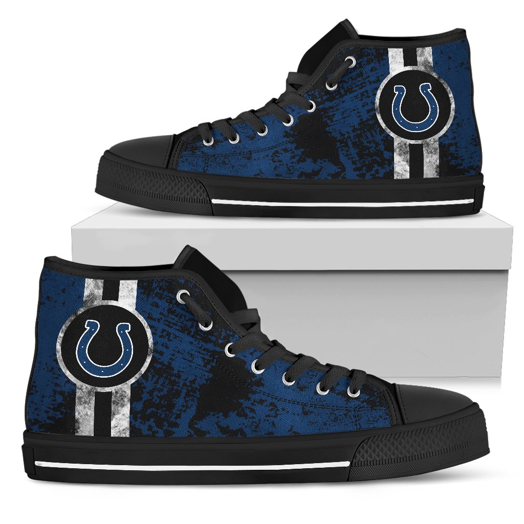 Triple Stripe Bar Dynamic Indianapolis Colts High Top Shoes V1 Triple Stripe Bar Dynamic Indianapolis Colts High Top Shoes V1