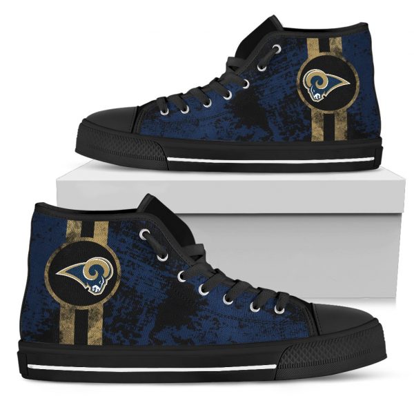 Triple Stripe Bar Dynamic Los Angeles Rams High Top Shoes V1