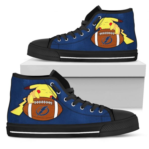 Unique Pikachu Laying On Ball Tampa Bay Lightning High Top Shoes