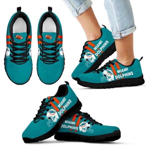 Vertical Two Line Mixed Helmet Miami Dolphins Sneakers
