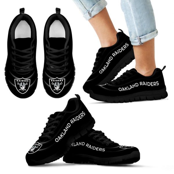 Wave Red Floating Pattern Oakland Raiders Sneakers