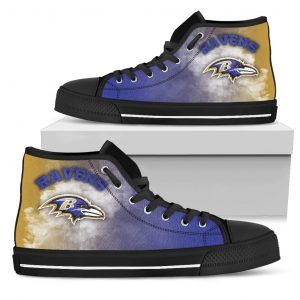 White Smoke Vintage Baltimore Ravens High Top Shoes