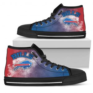 White Smoke Vintage Buffalo Bills High Top Shoes