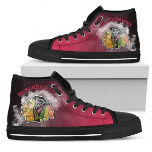 White Smoke Vintage Chicago Blackhawks High Top Shoes