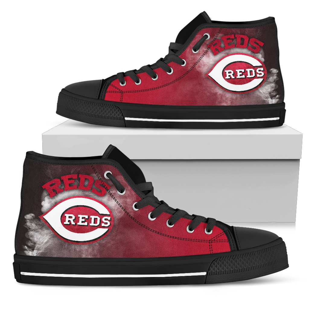 White Smoke Vintage Cincinnati Reds High Top Shoes White Smoke Vintage Cincinnati Reds High Top Shoes