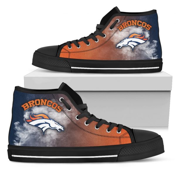 White Smoke Vintage Denver Broncos High Top Shoes