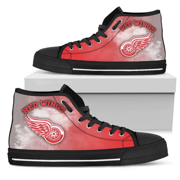 White Smoke Vintage Detroit Red Wings High Top Shoes