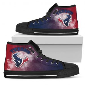 White Smoke Vintage Houston Texans High Top Shoes