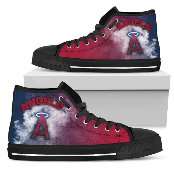 White Smoke Vintage Los Angeles Angels High Top Shoes