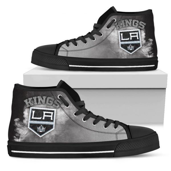 White Smoke Vintage Los Angeles Kings High Top Shoes