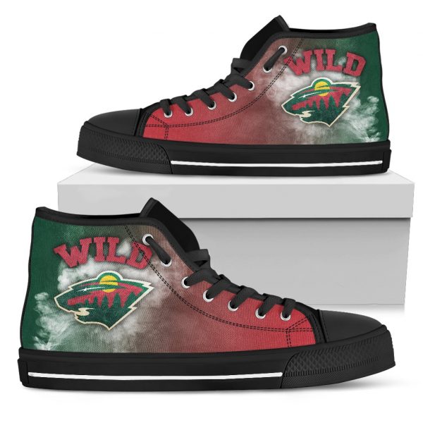 White Smoke Vintage Minnesota Wild High Top Shoes